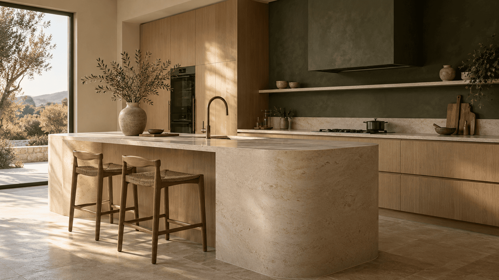 Cocina con isla y mobiliario diseñado a medida